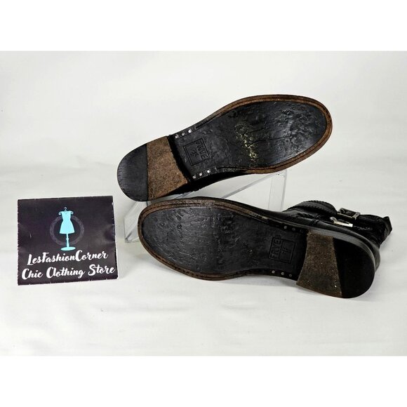 Frye Anna Gore Women's Black Leather Ankle Boots Buckle Detail Sze 8M 311 - Picture 10 of 16